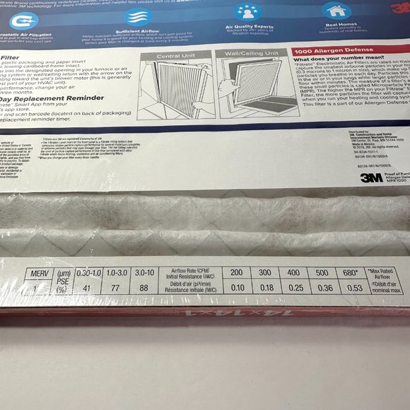 3M Allergen Filtrete Filter New 1000 14 x 14 x 1 - Picture 5 of 6